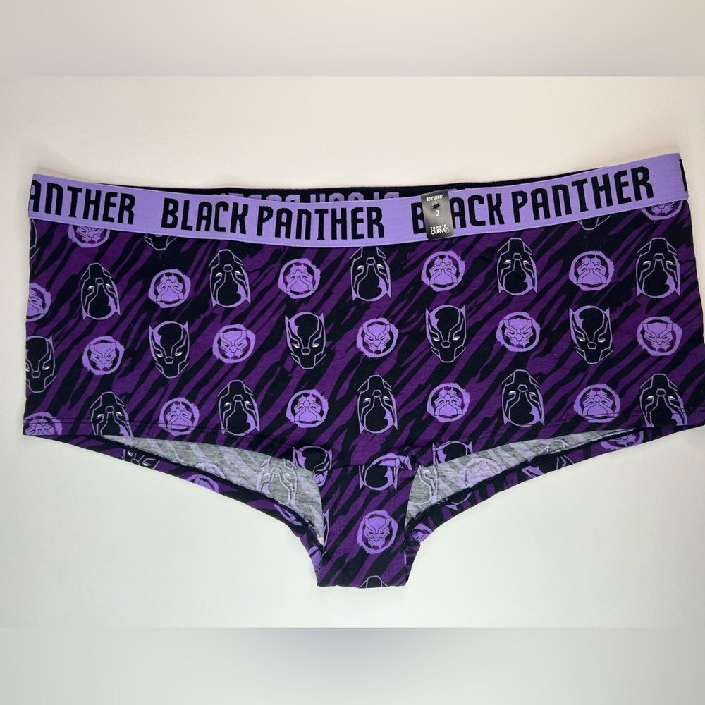 Torrid Marvel Comics Black Panther Dark Purple Cotton Boyshort Panty Size 2 NWT